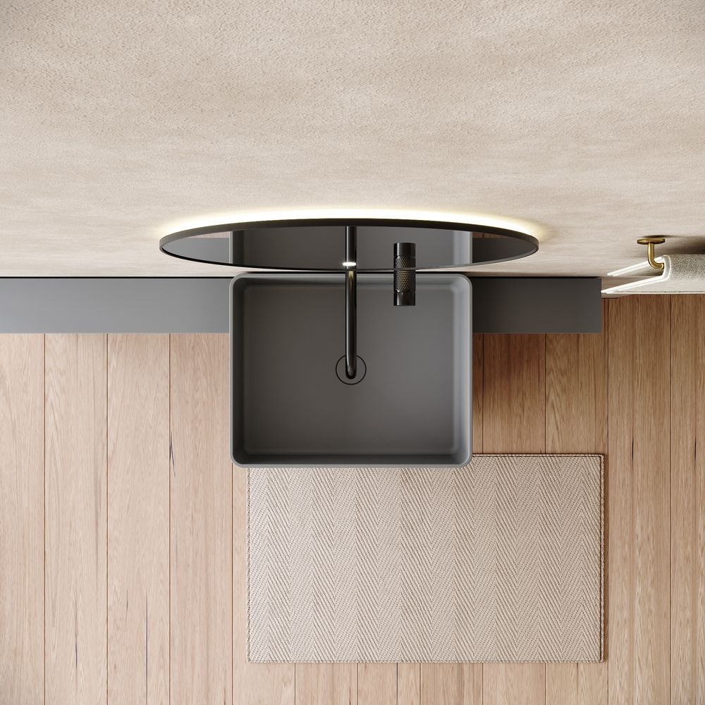 KT-6553 Wide-Side Integrated Solid Surface Pedestal Basin