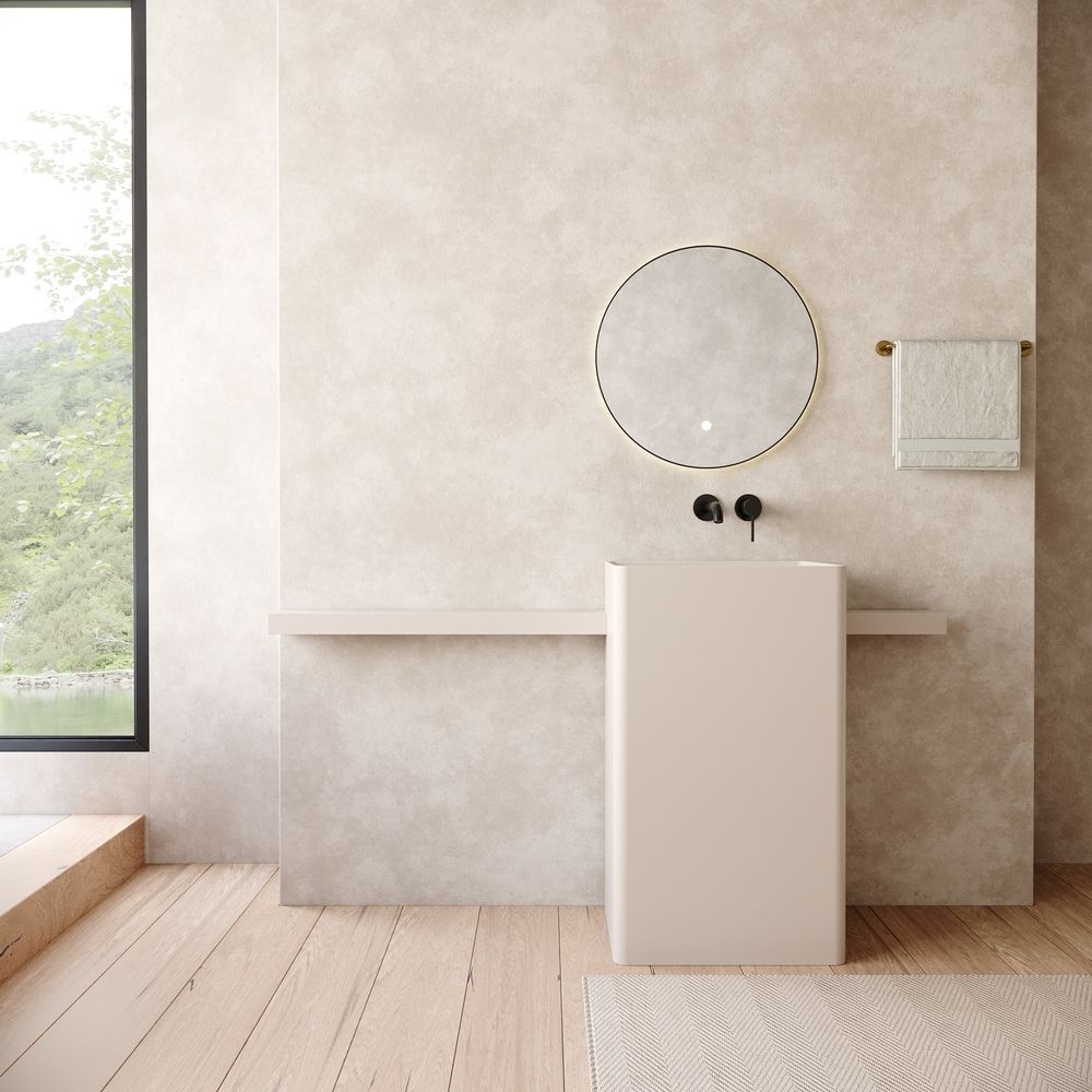 KT-6553 Wide-Side Integrated Solid Surface Pedestal Basin