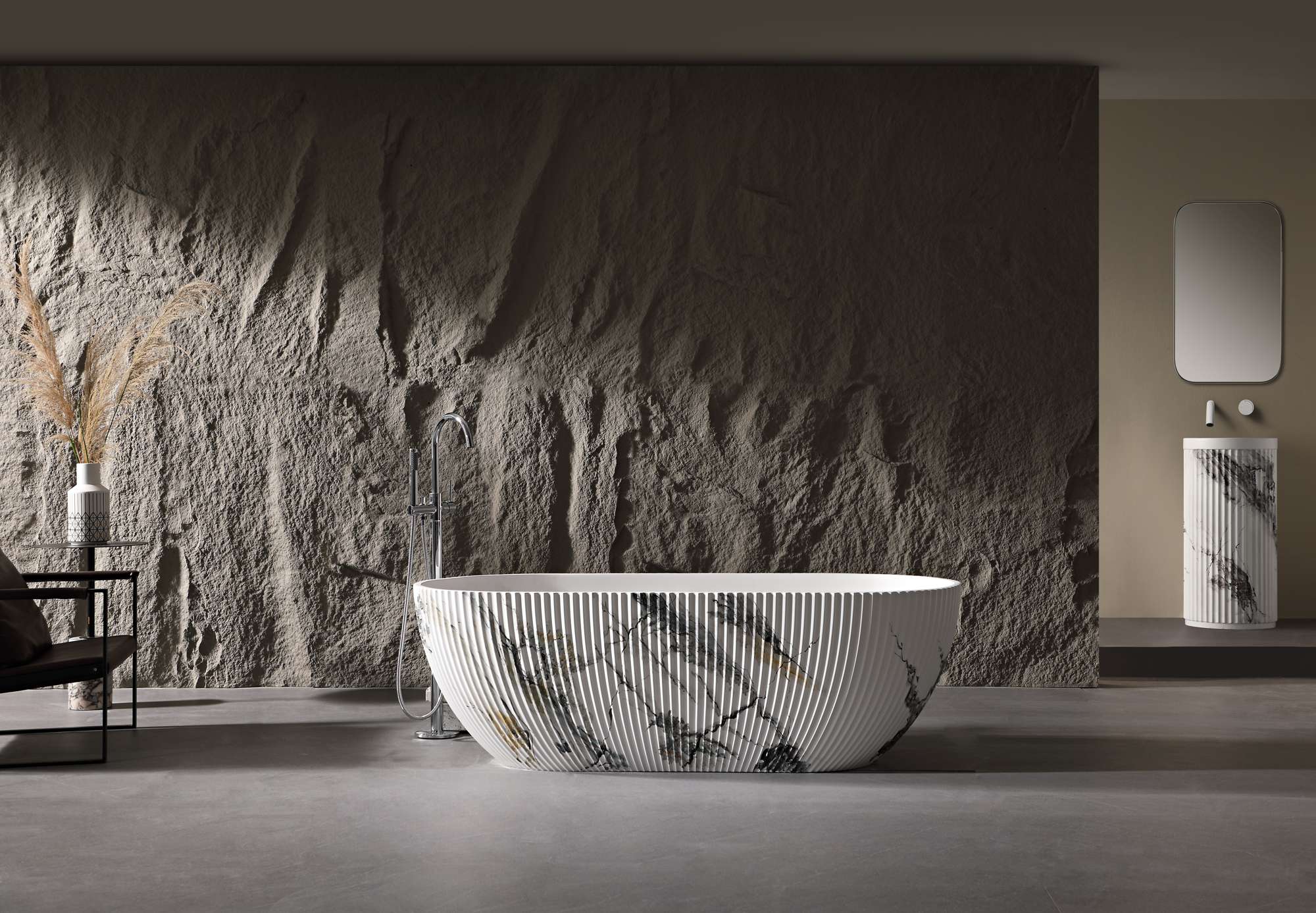 Premium Marble-Texture Solid Surface Bathtub: The Perfect Blend of Luxury and Practicality