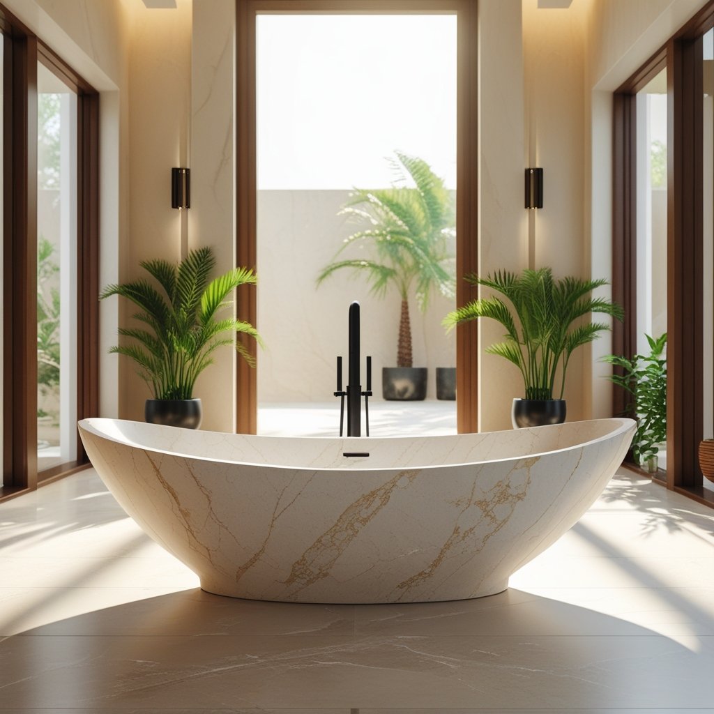 Which Interior Styles Are Suitable for Marble-Texture Solid Surface Bathtubs?