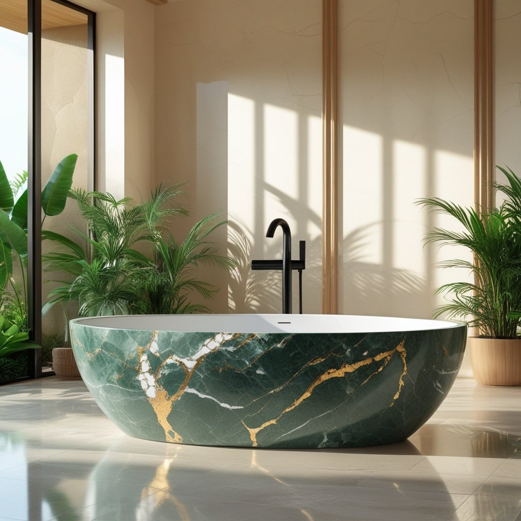 How Does a Marble-Texture Solid Surface Bathtub Elevate the Overall Grade of Your Bathroom Space?