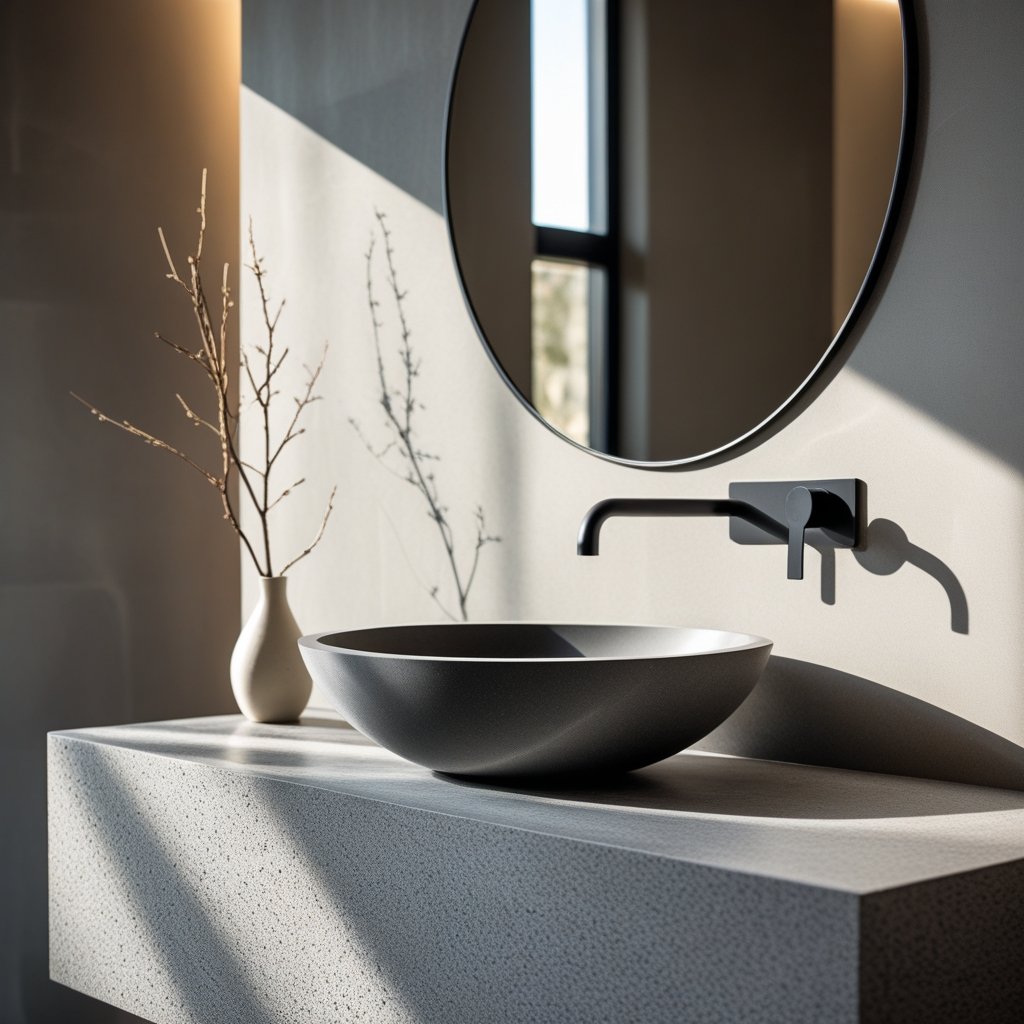 Is a small bathroom suitable for a solid surface countertop wash basin?