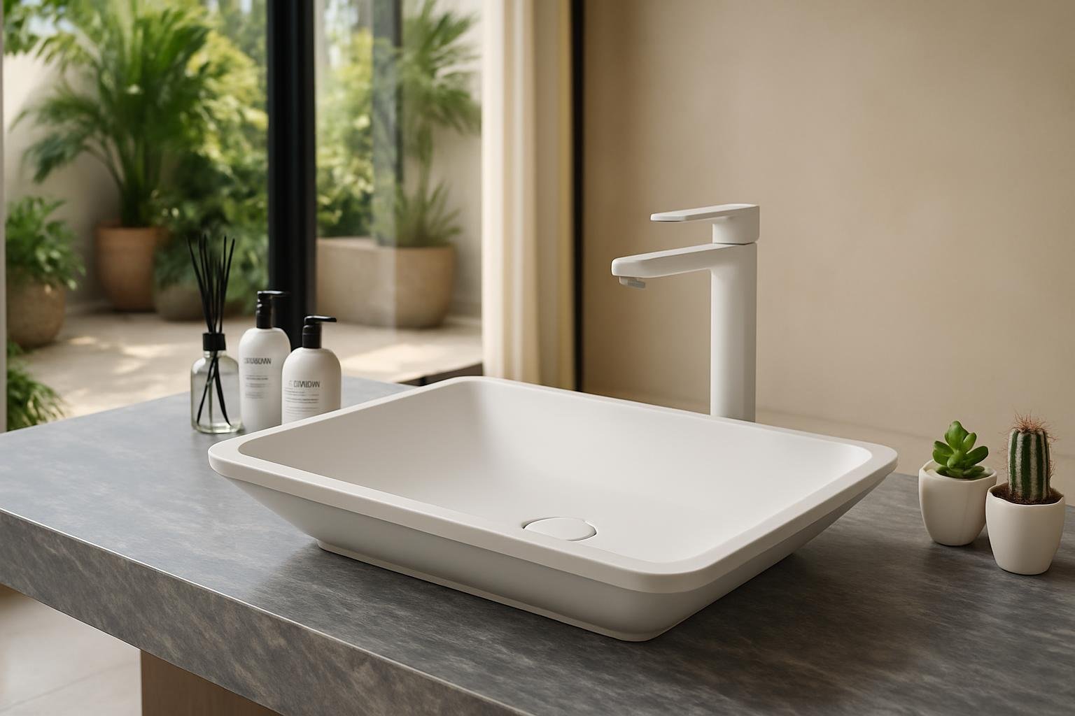 Nordic-Style Bathroom Design Inspiration with Solid Surface Countertop Wash Basin