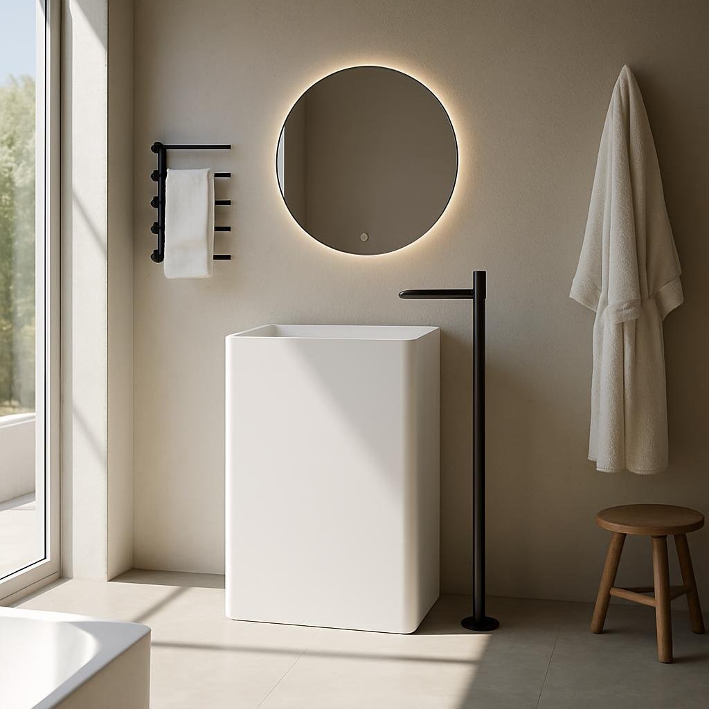 Environmental Features Of Solid Surface Pedestal Basins In Modern Bathroom Design
