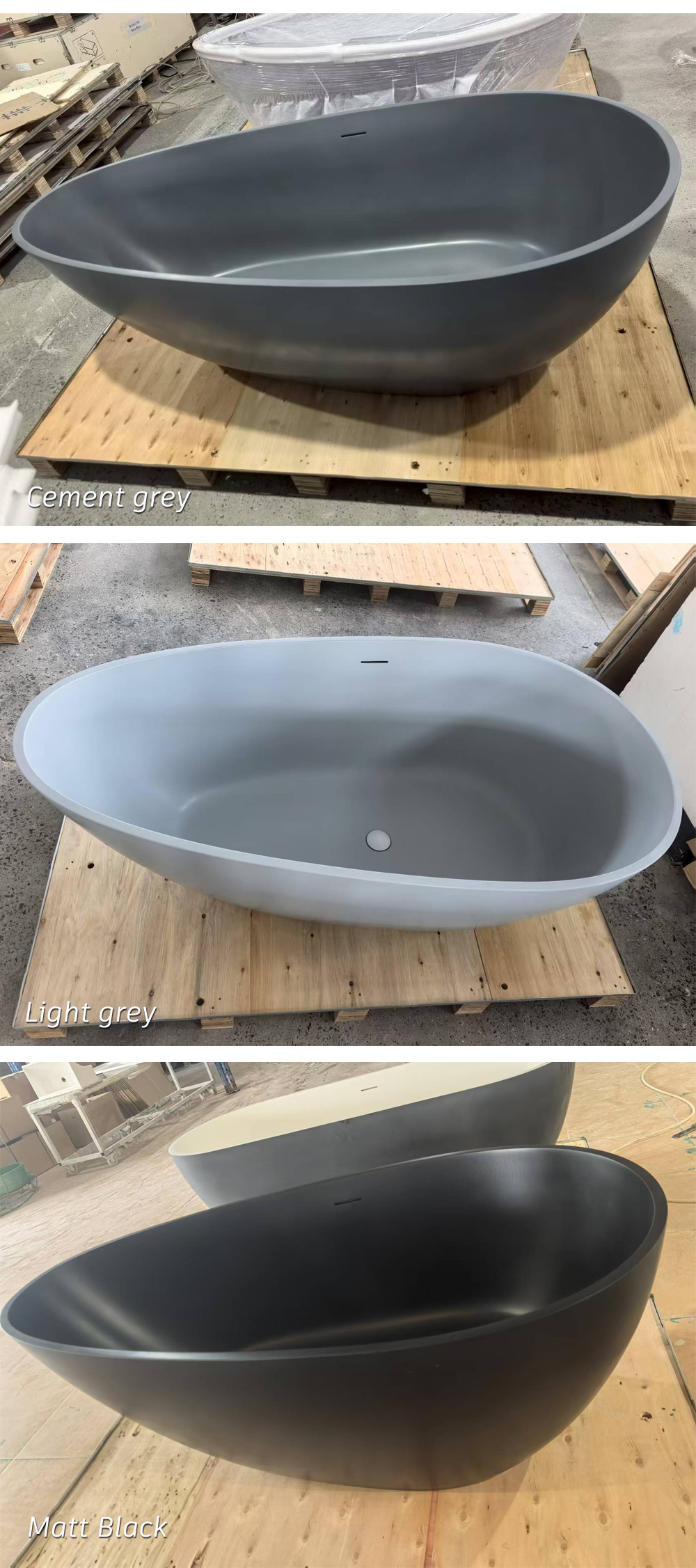 real product shots egg shape solid surface bathtub KT-8102