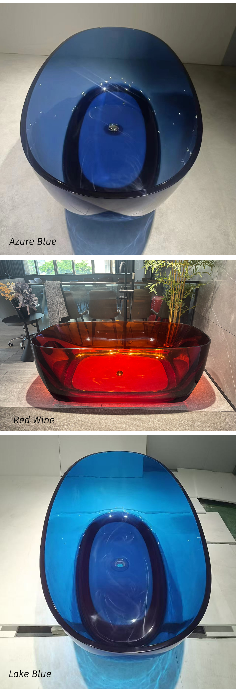 Different color of transparent bathtub