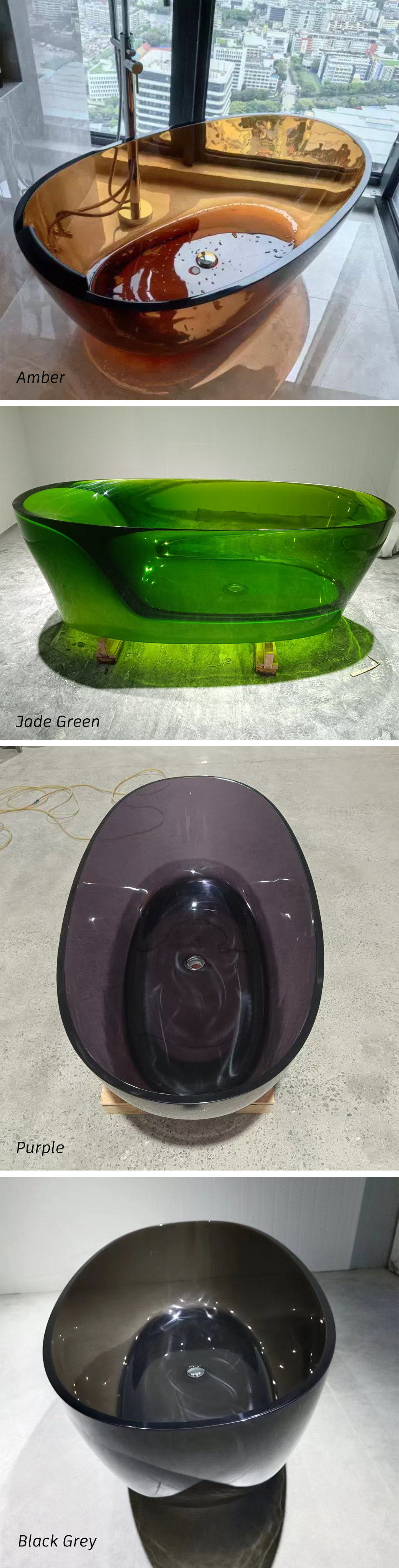 Different color of transparent bathtub