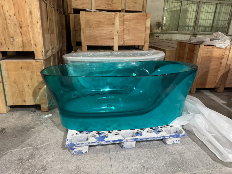 Modern Luxury Transparent Resin Bathtub with Backrest