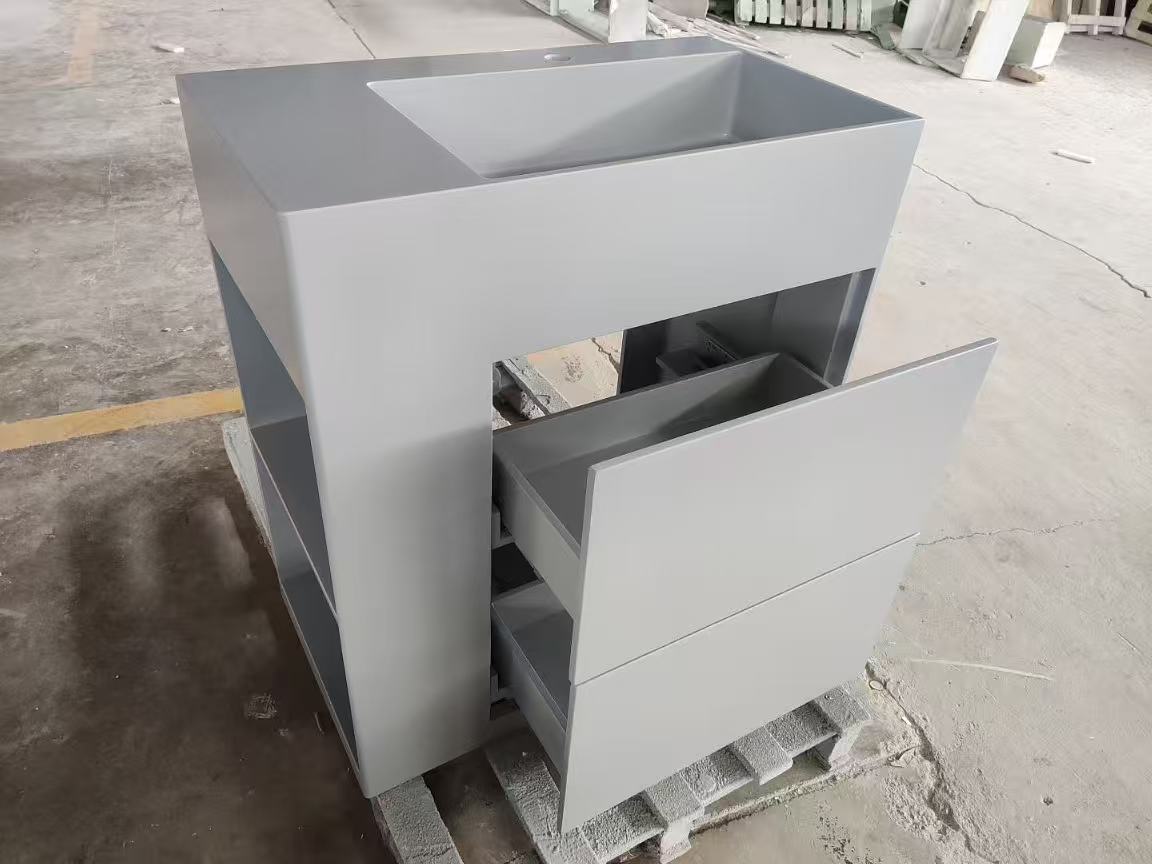 Custom made solid surface bathroom cabinet