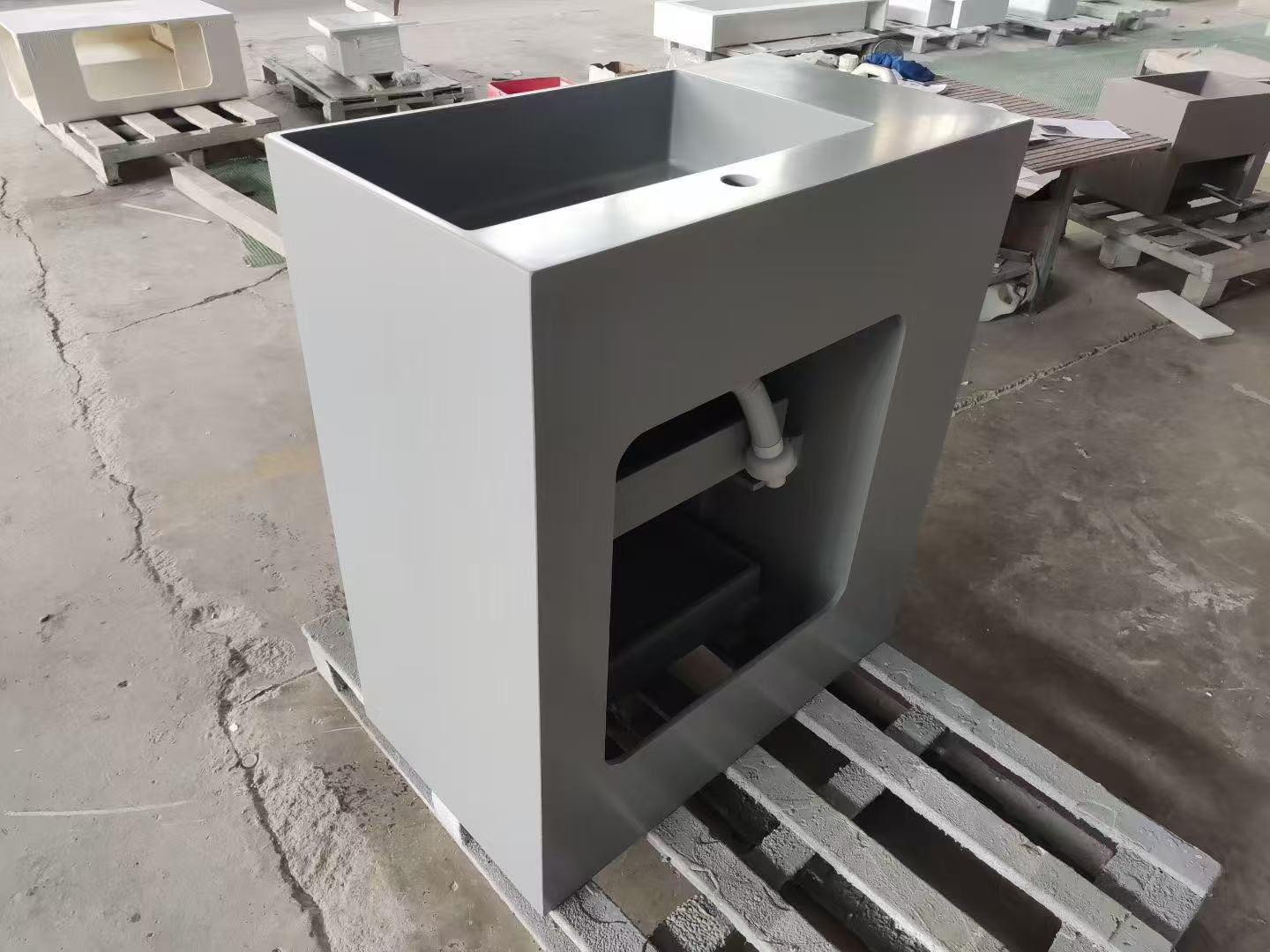 Custom made solid surface bathroom cabinet