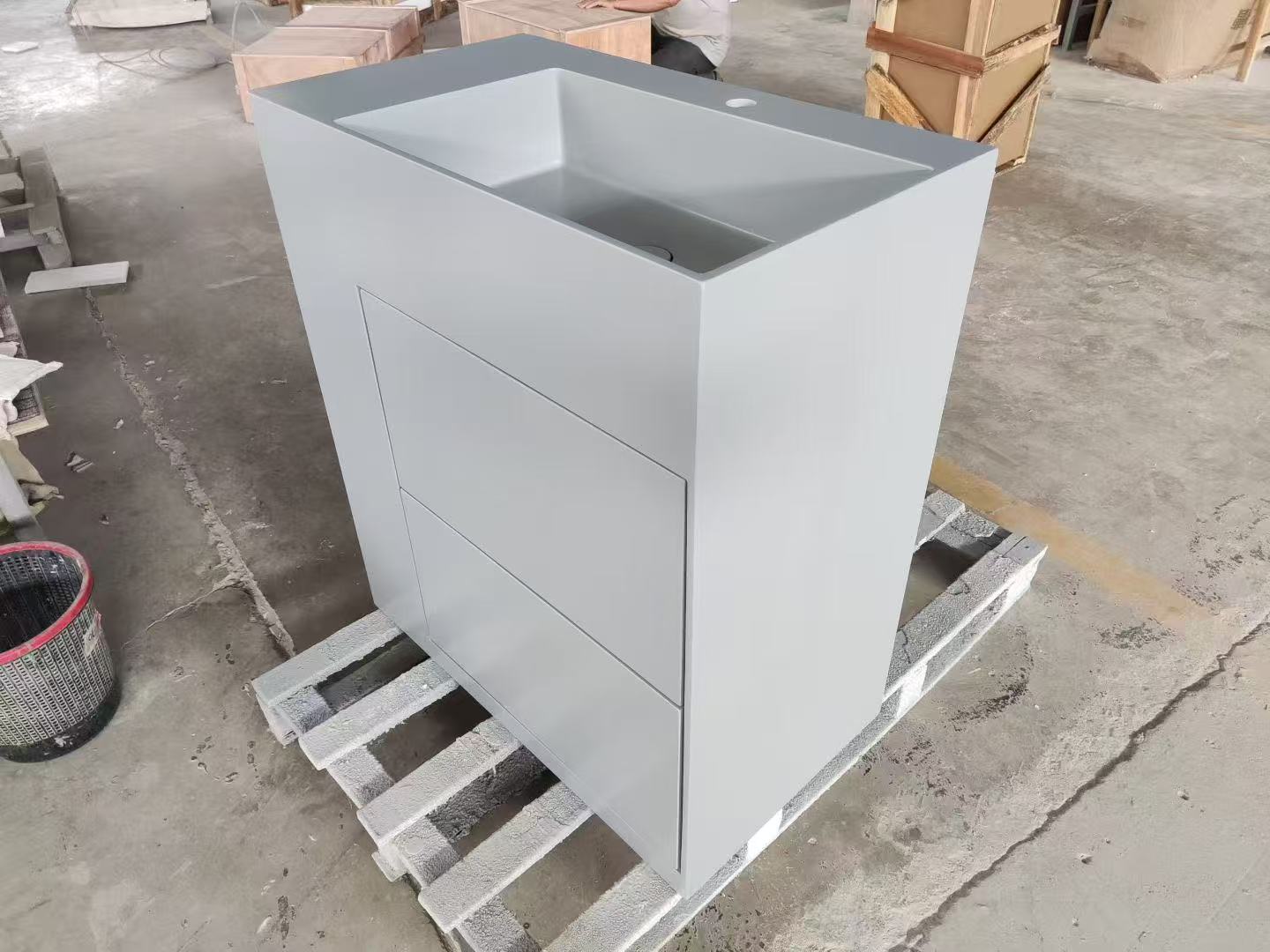 Custom made solid surface bathroom cabinet