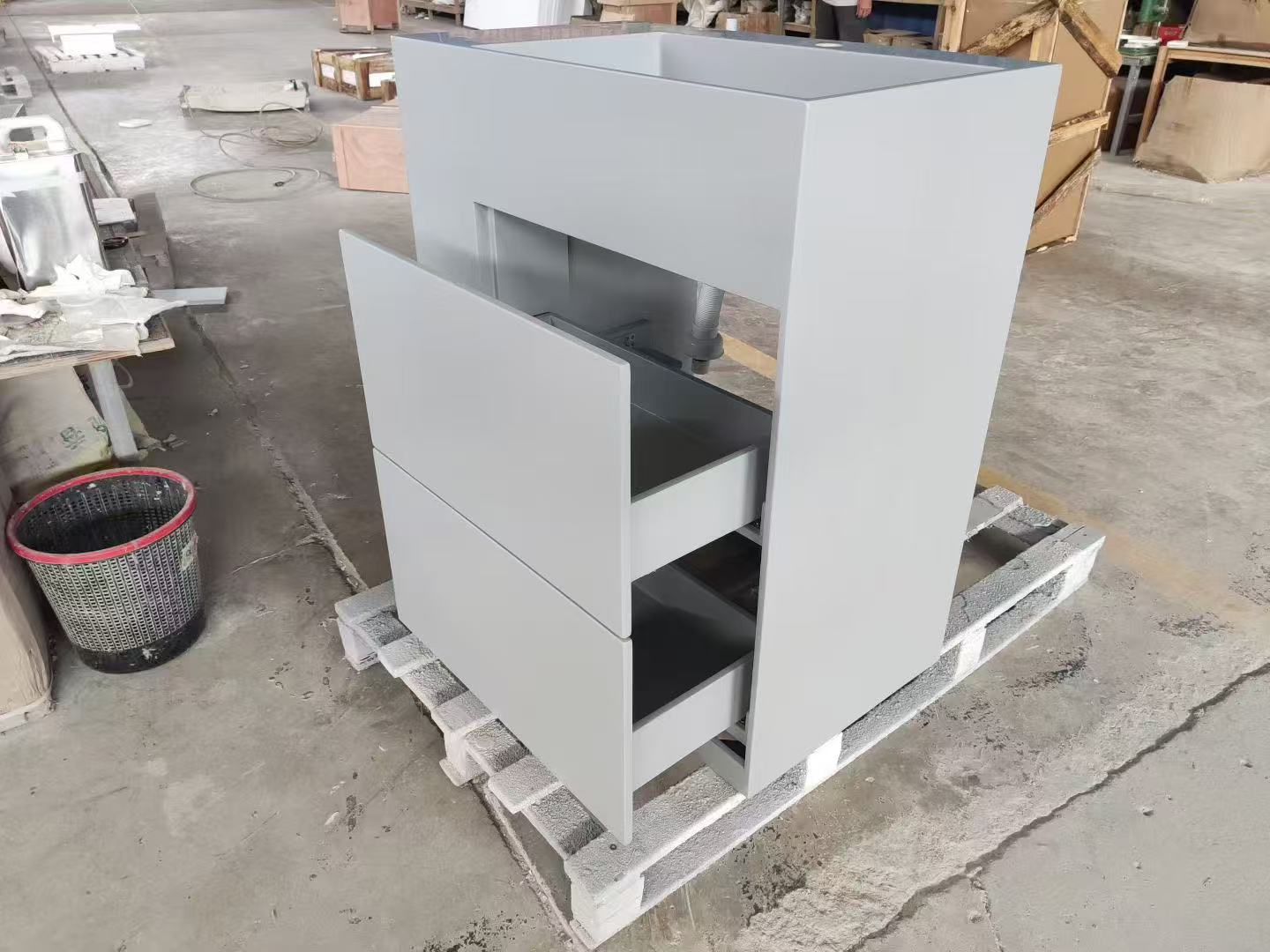 Custom made solid surface bathroom cabinet