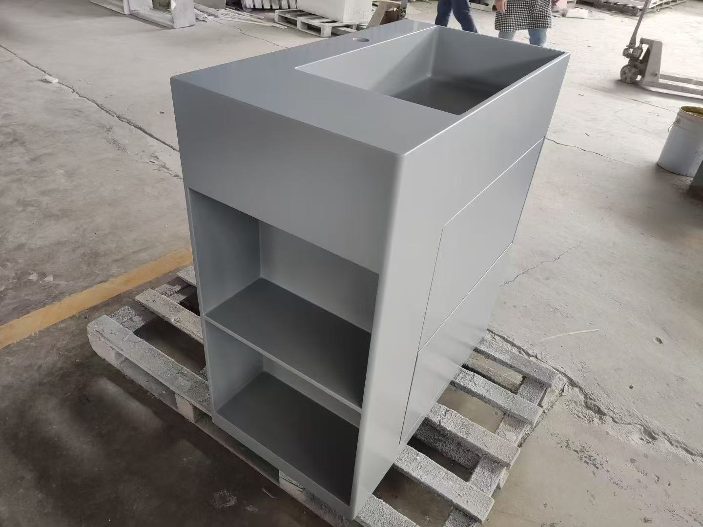 Custom made solid surface bathroom cabinet