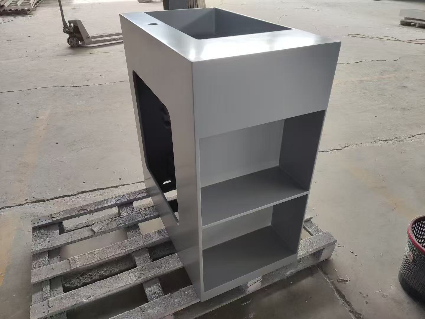 Custom made solid surface bathroom cabinet