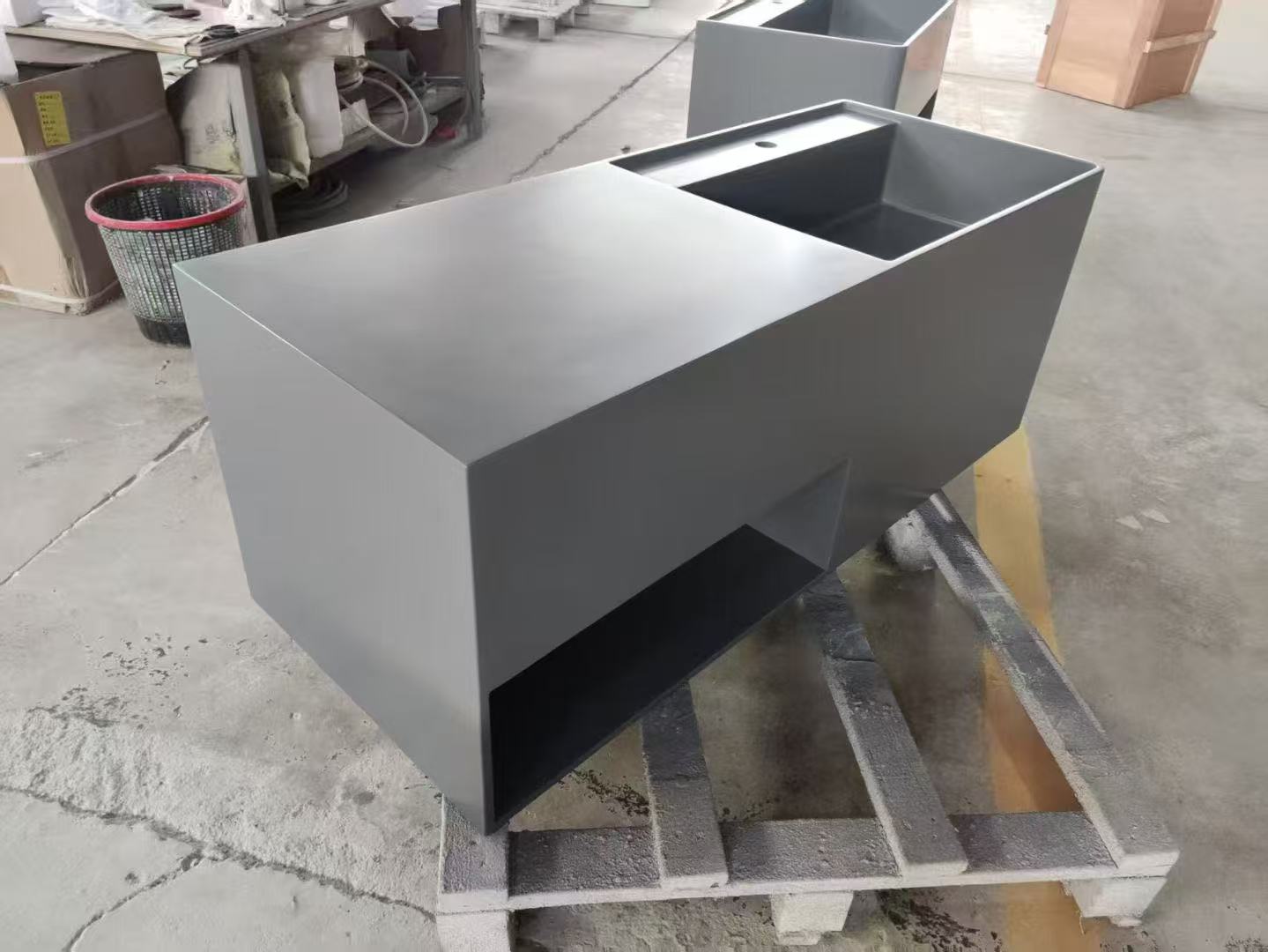 Light grey custom made wall mount sink