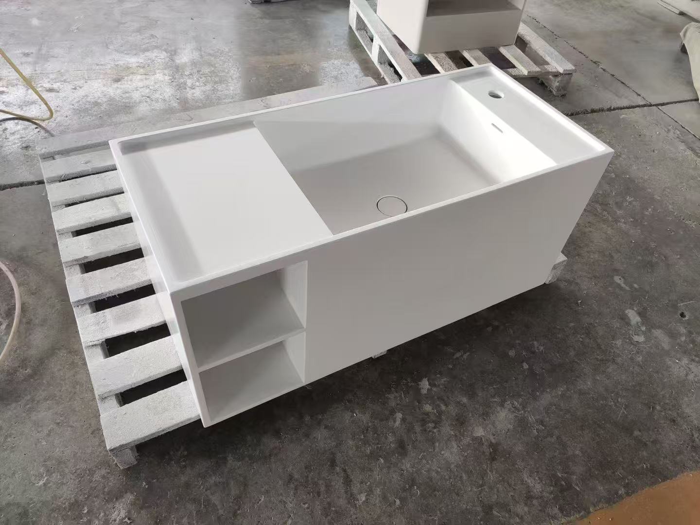 KT-6512 Solid Surface Wall-Mounted Wash Basin with Double-Layer Storage