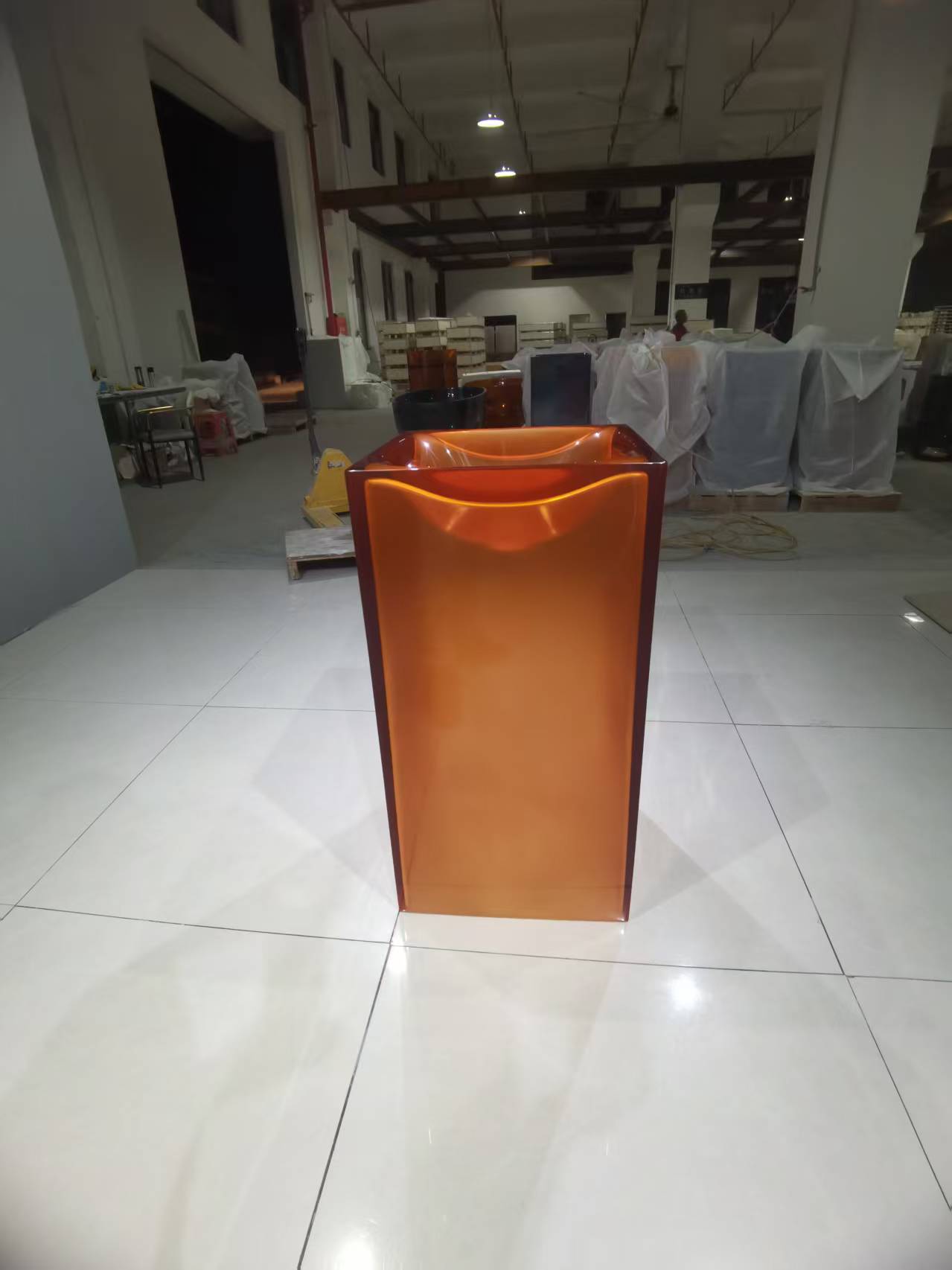 KT-3035 Orange Transparent Resin Freestanding Wash Basin