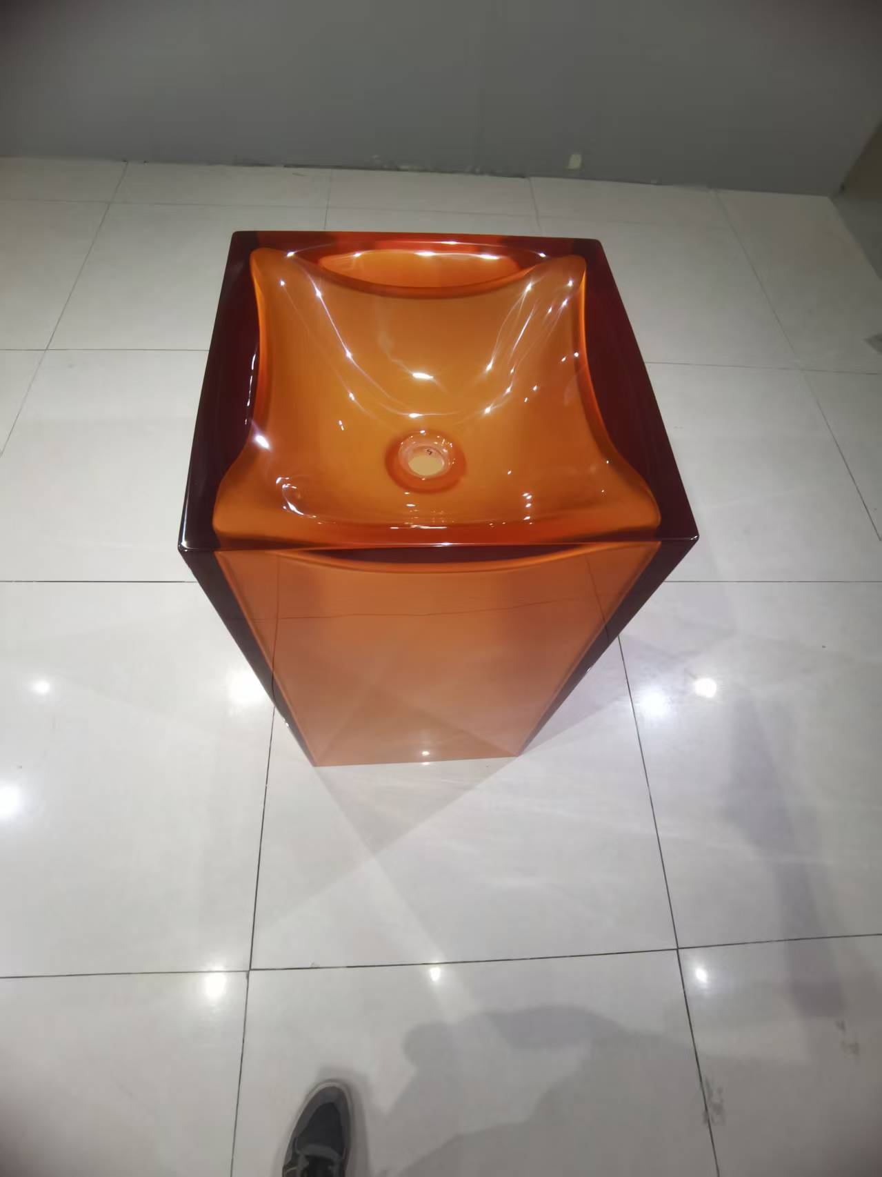 KT-3035 Orange Transparent Resin Freestanding Wash Basin