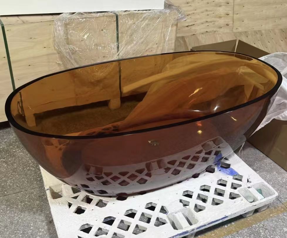KT-8801B Oval Transparent Resin Freestanding Bathtub