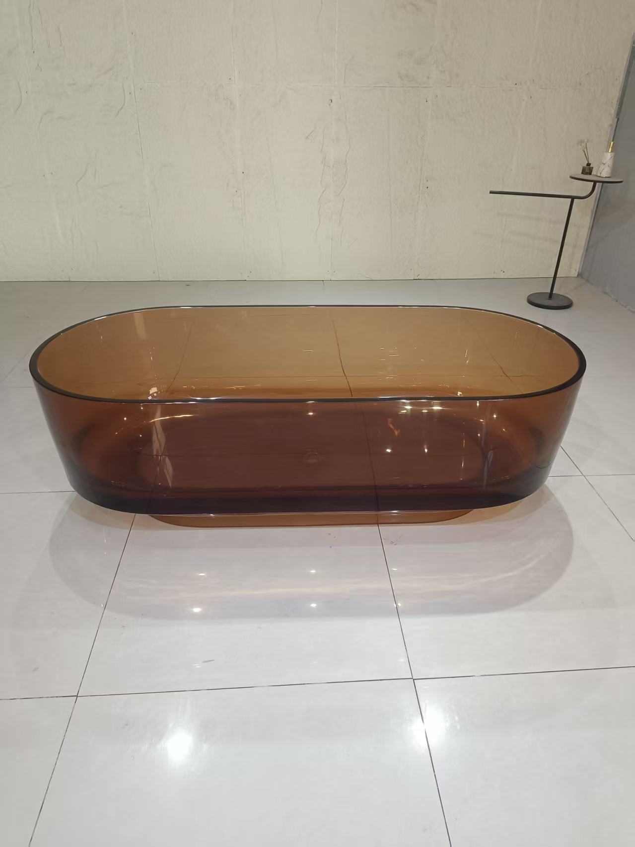 KT-8217 Runway-Shaped Transparent Resin Freestanding Bathtub
