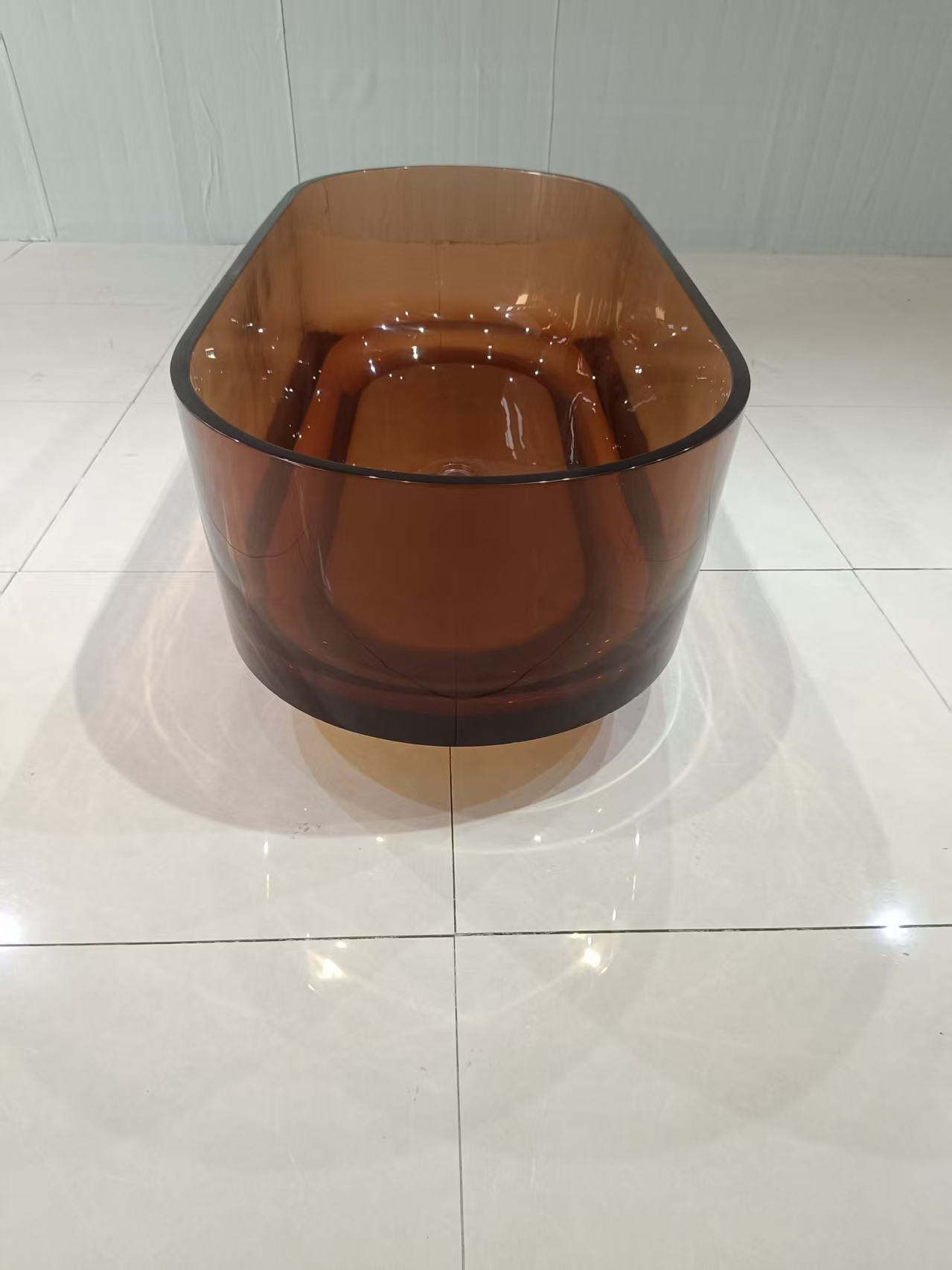 KT-8217 Runway-Shaped Transparent Resin Freestanding Bathtub