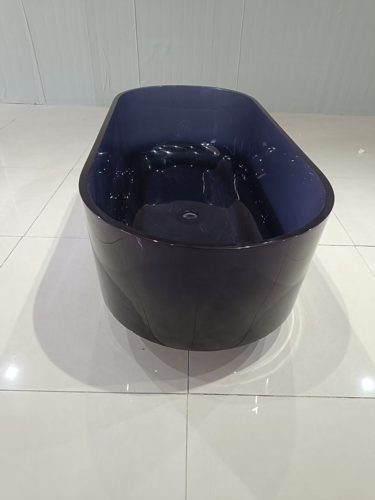 KT-8217 Runway-Shaped Transparent Resin Freestanding Bathtub