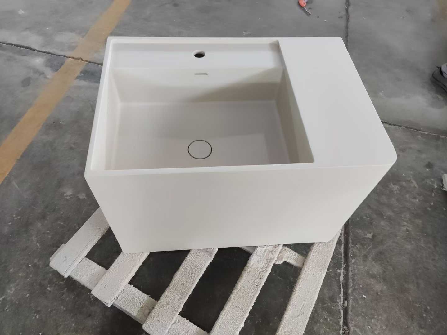 Solid Surface Wall-Mounted Wash Basin with Storage