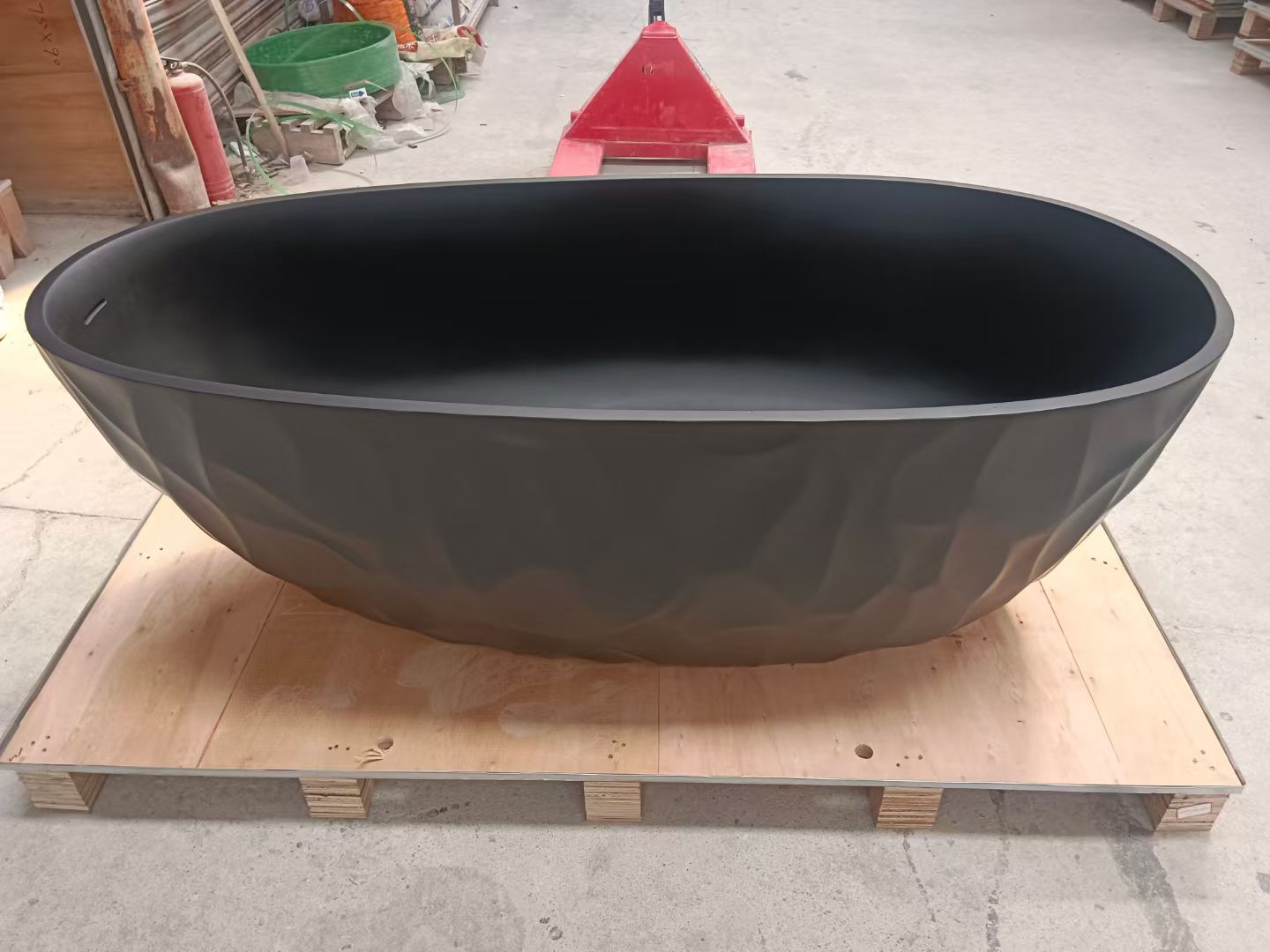 Art-Textured Solid Surface Oval Freestanding Bathtub