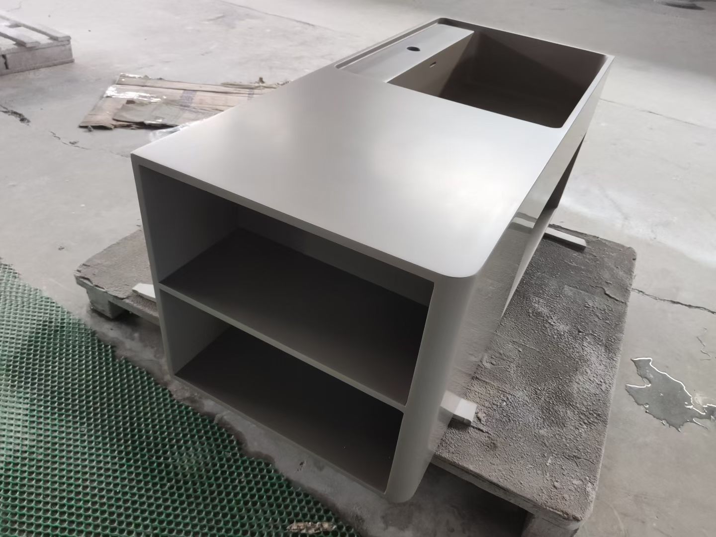 KT-6515 grey color solid surface wall-mounted washbasin