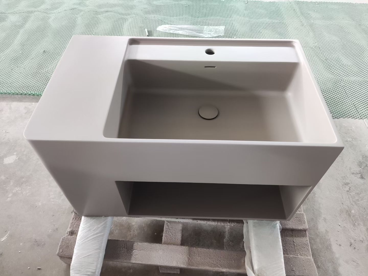 KT-6515 grey color solid surface wall-mounted washbasin