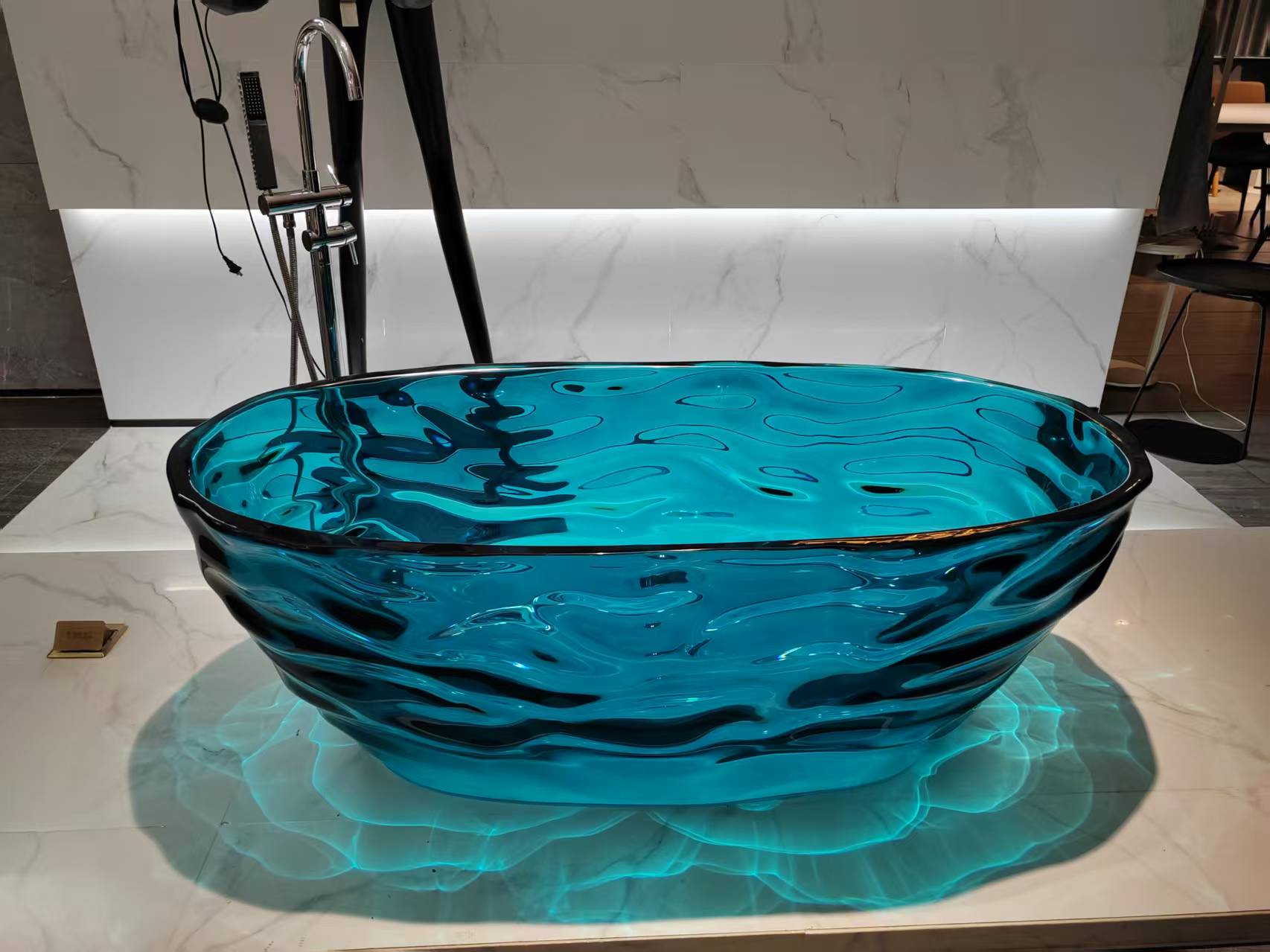 KT-8119 transparent resin bathtub, multicolor ripple freestanding bathtub