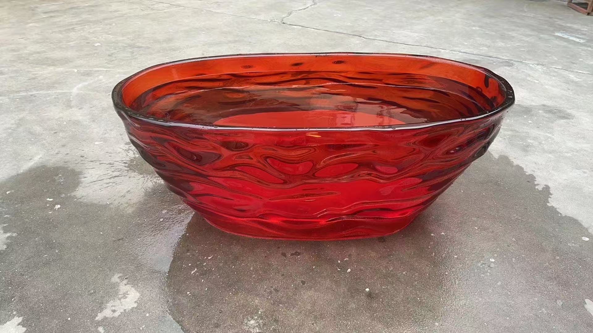 KT-8119 transparent resin bathtub, multicolor ripple freestanding bathtub