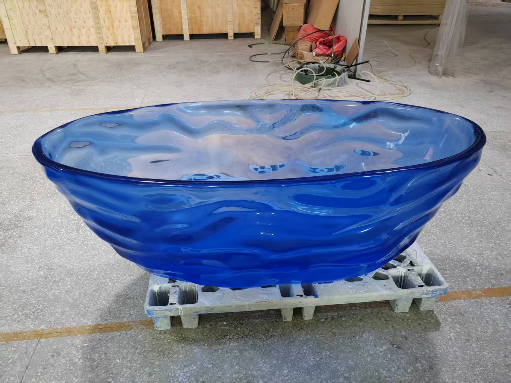 KT-8119 transparent resin bathtub, multicolor ripple freestanding bathtub