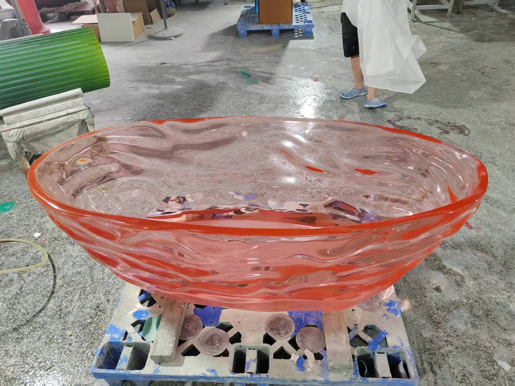 KT-8119 transparent resin bathtub, multicolor ripple freestanding bathtub