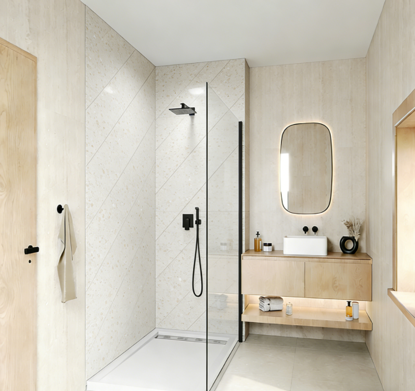 Shower Room Artificial Stone Wall Panels – B2B Shower Wall Cladding Chile: 5 Proven Ways to Cut Project Costs with Wholesale Shower Wall Slabs & Custom Chilean Compliance
