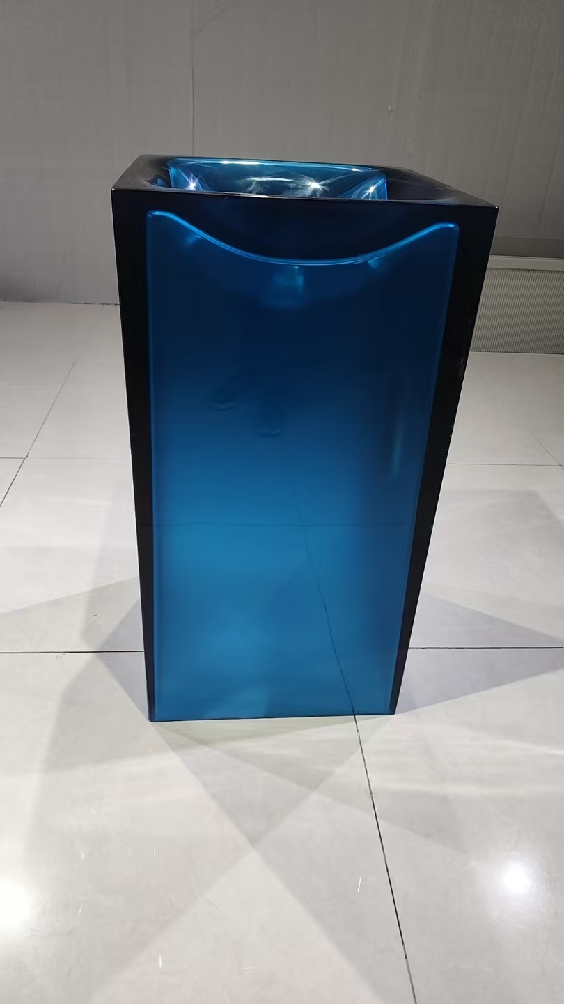 KT-3035 blue transparent resin freestanding washbasin