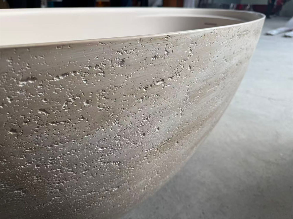Red Travertine and Beige Travertine effects Solid Surface Bathtub